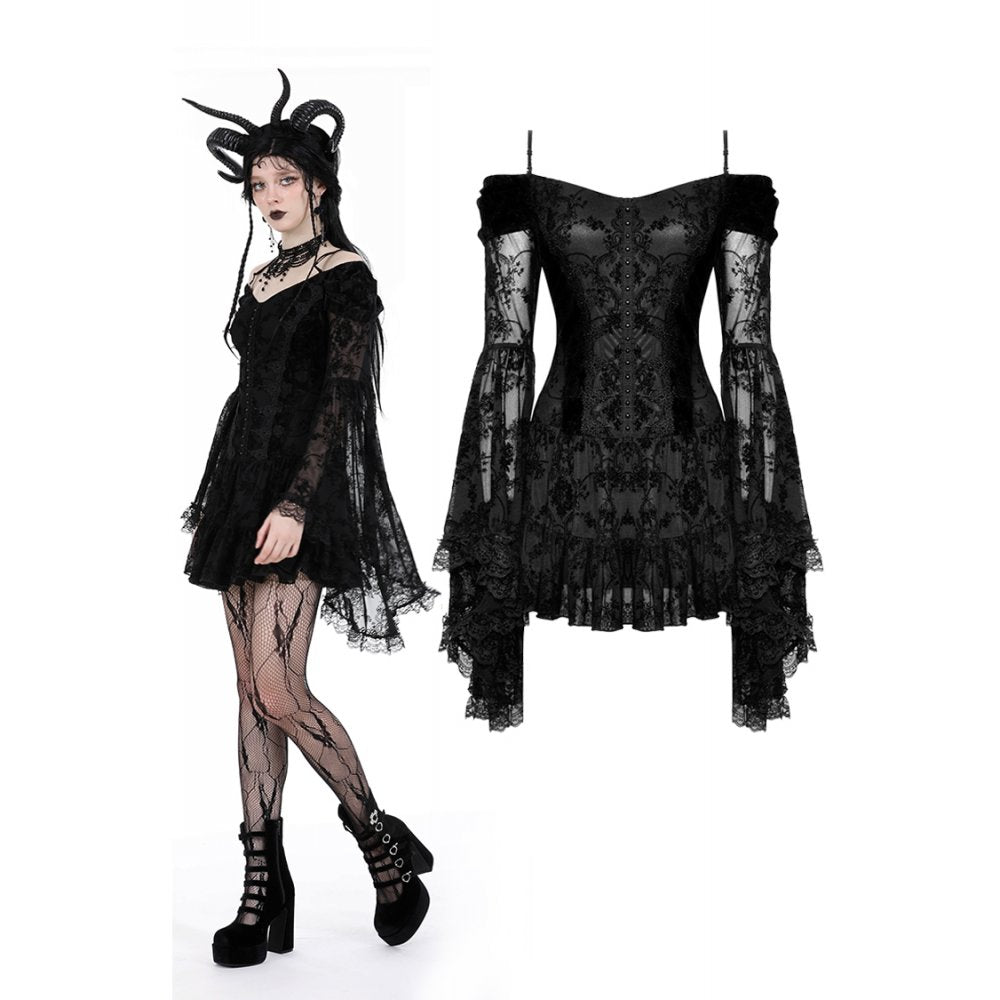 Gothic embroidered big sleeves sexy dreamy dress (✦ Dark In Love)