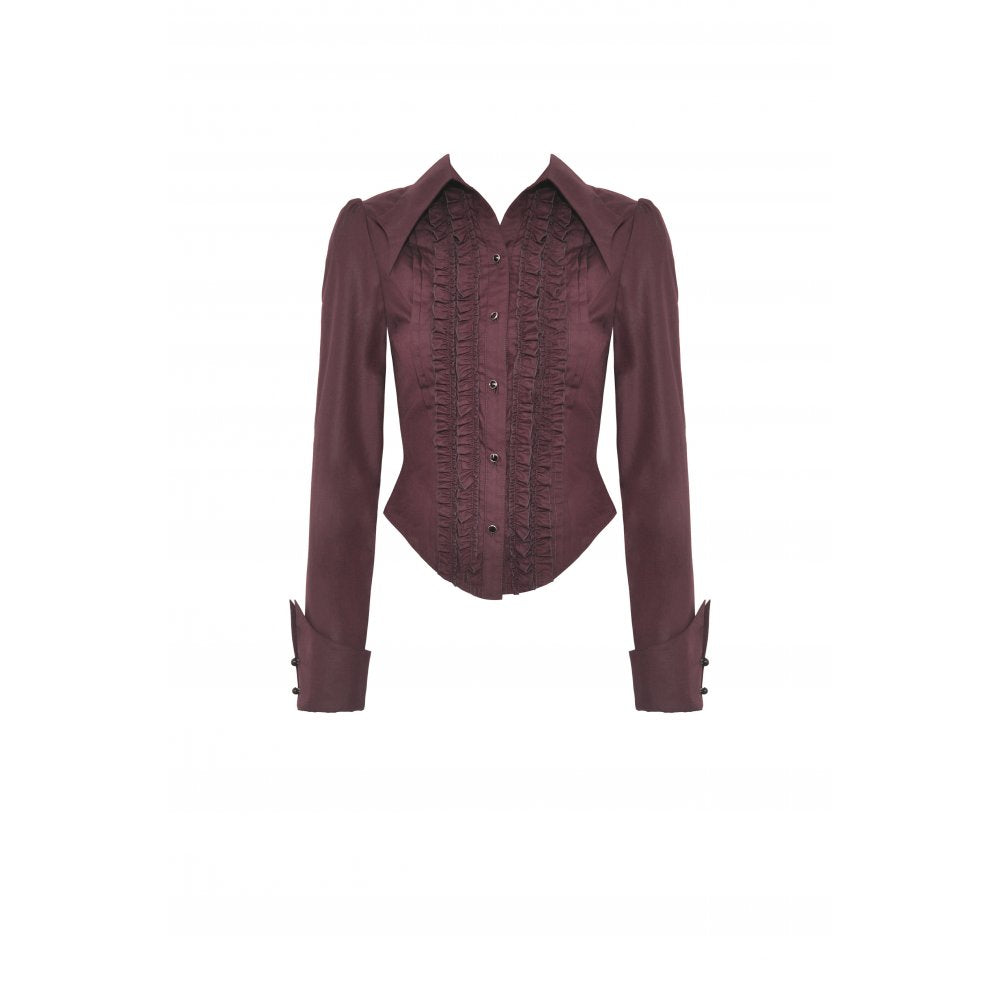 Gothic wine red ruffle blouse - Burgundy Red (✦ Dark In Love) IW1038RD