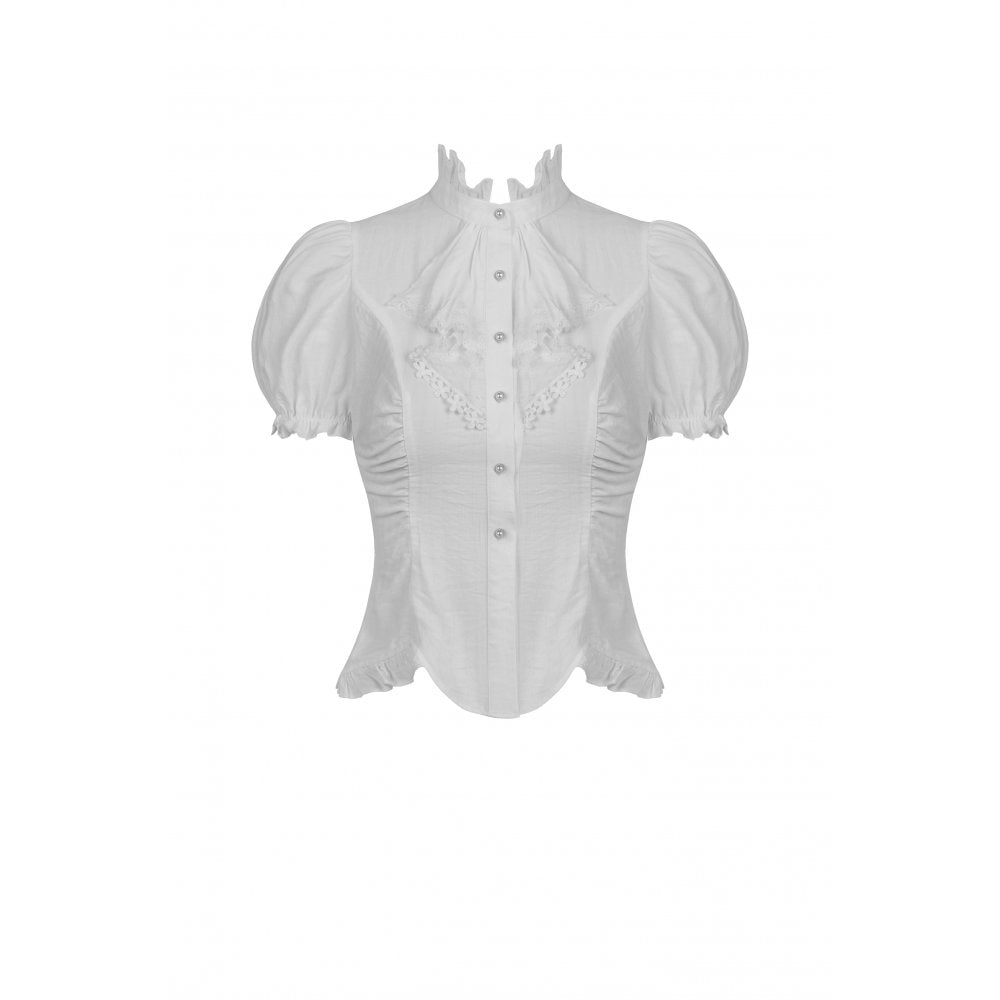 Gothic ruffle neckline blouse - White (✦ Dark In Love) IW087WH