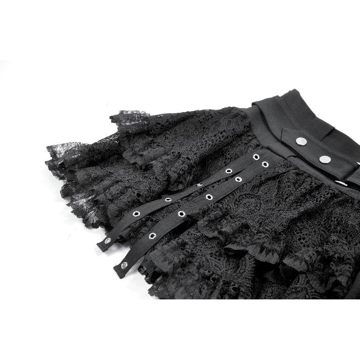 Punk Black Wide-Waistband Skirt (✦ Dark In Love) KW417