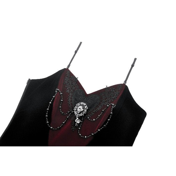 Romantic Heart Velvet Corset with Jewel Chains (✦ Dark In Love) CW092