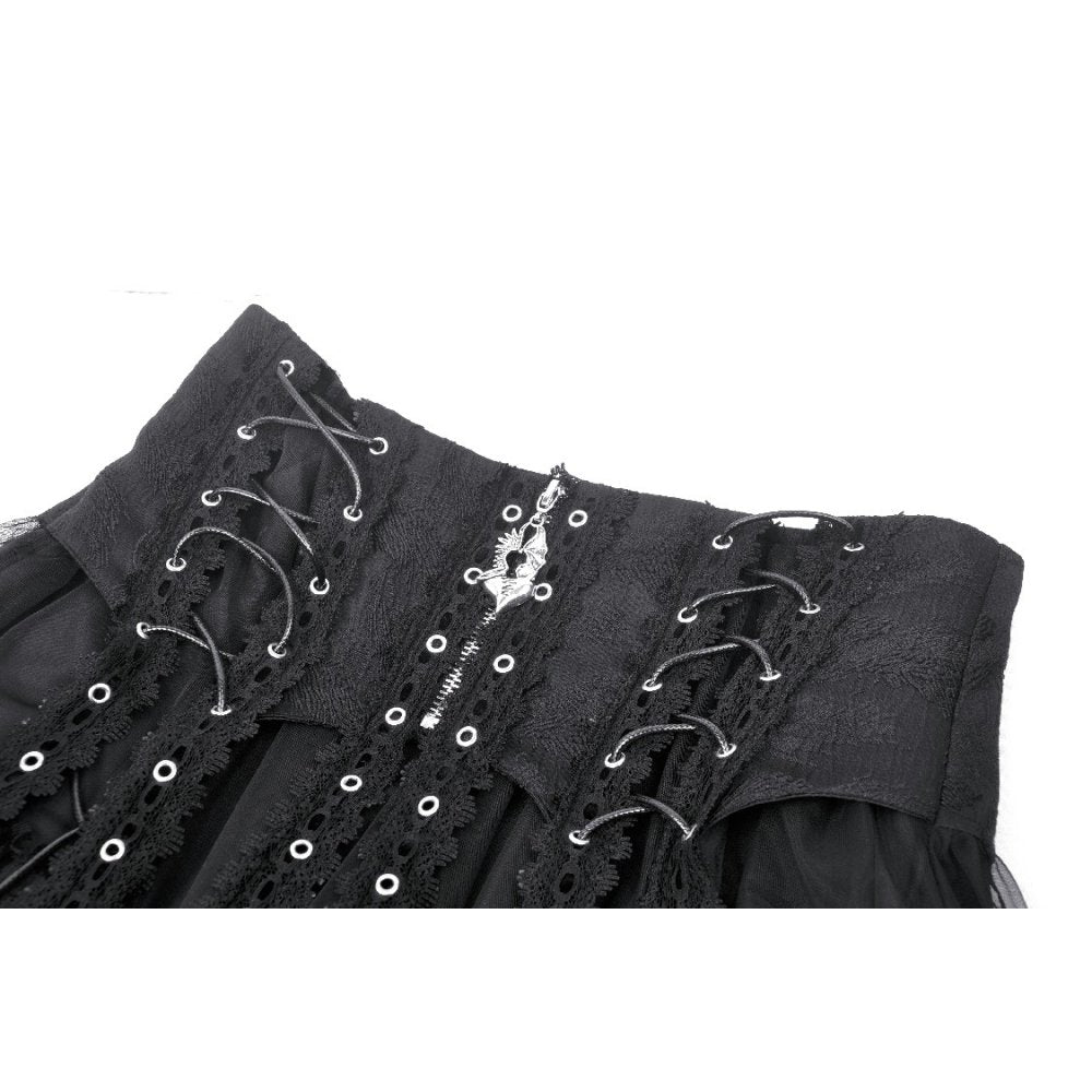 Punk rock eyelet drop tulle mini skirt (✦ Dark In Love) KW332