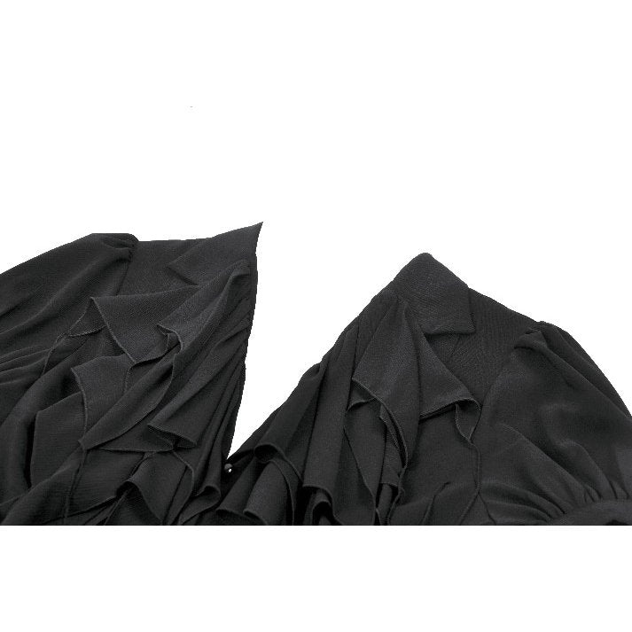 Deep V-neck gothic pleated blouse (✦ Dark In Love) IW112-1