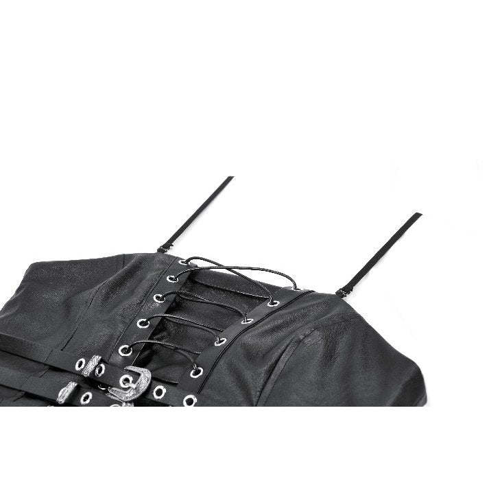 Punk Belted Corset Top with Grommet Lace-Up and Metal Detail (✦ Dark In Love)