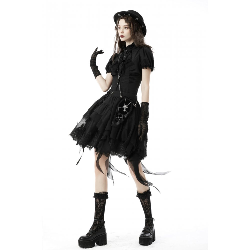 Gothic ruffle neckline blouse - Black (✦ Dark In Love)