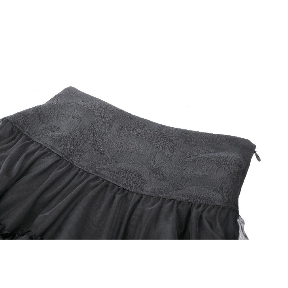 Punk rock eyelet drop tulle mini skirt (✦ Dark In Love) KW332