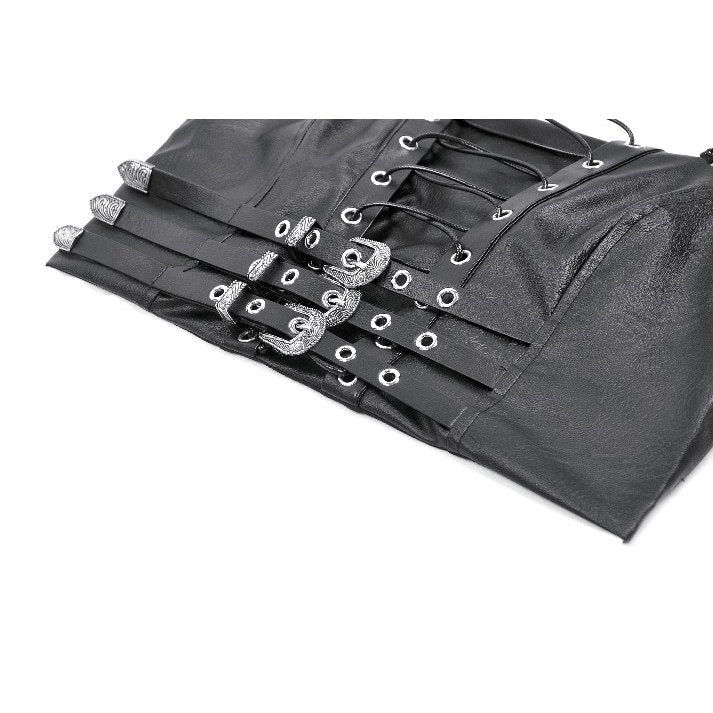 Punk Belted Corset Top with Grommet Lace-Up and Metal Detail (✦ Dark In Love)