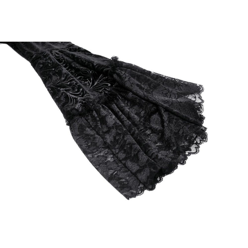 Gothic luxe lace-trim pattern velvet dress (✦ Dark In Love)