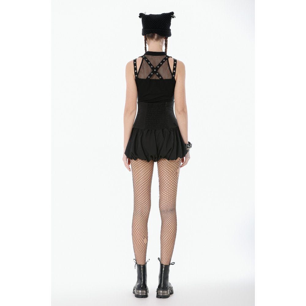 Dark Punk Mesh Strap Lace-Up Top (✦ Dark In Love) TW663