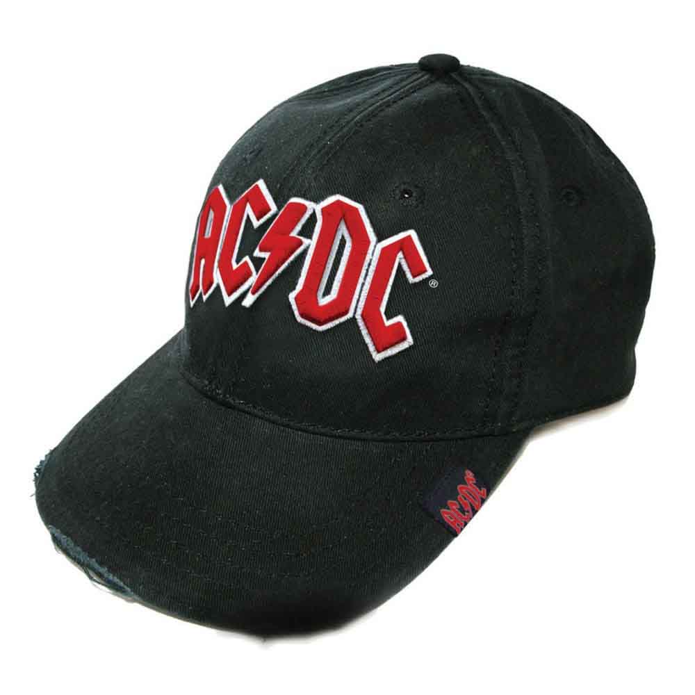 AC/DC Unisex Baseball Cap: Red Logo (Black)