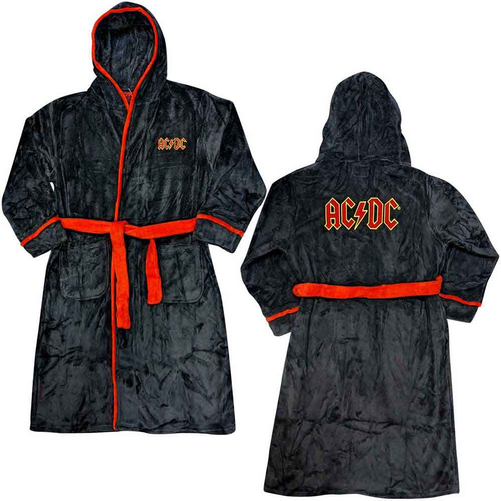 AC/DC Unisex Bathrobe: Logo (Black) (Back Print)