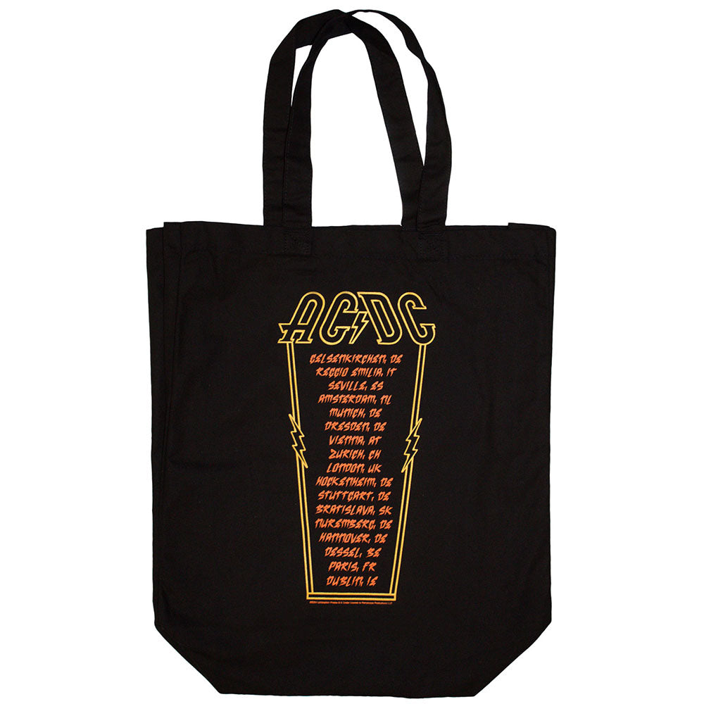 AC/DC Cotton Tote Bag: High Voltage (Black) (Back Print & Ex-Tour)