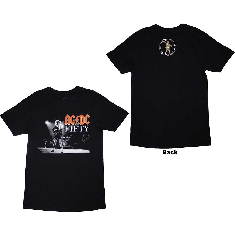 AC/DC Unisex T-Shirt: On Stage Fifty (Black) (Back Print)
