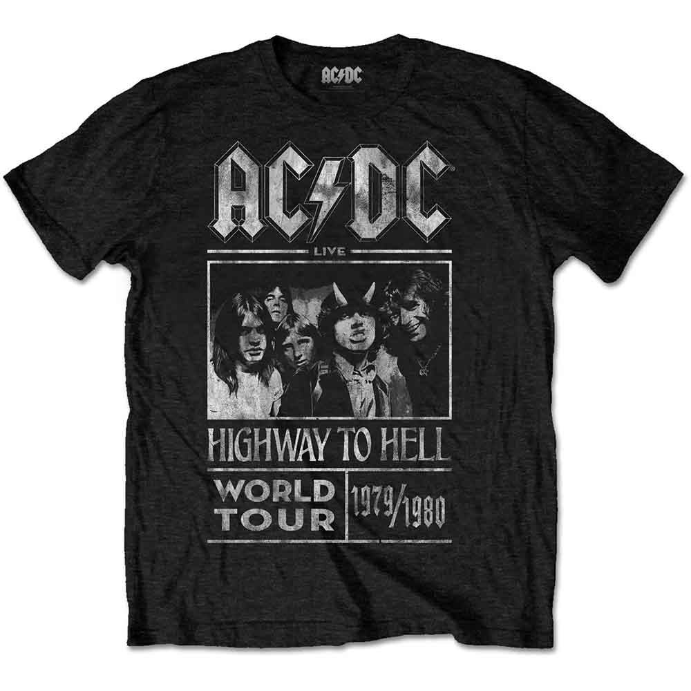 AC/DC Unisex T-Shirt: Highway to Hell World Tour 1979/1980 (Black)
