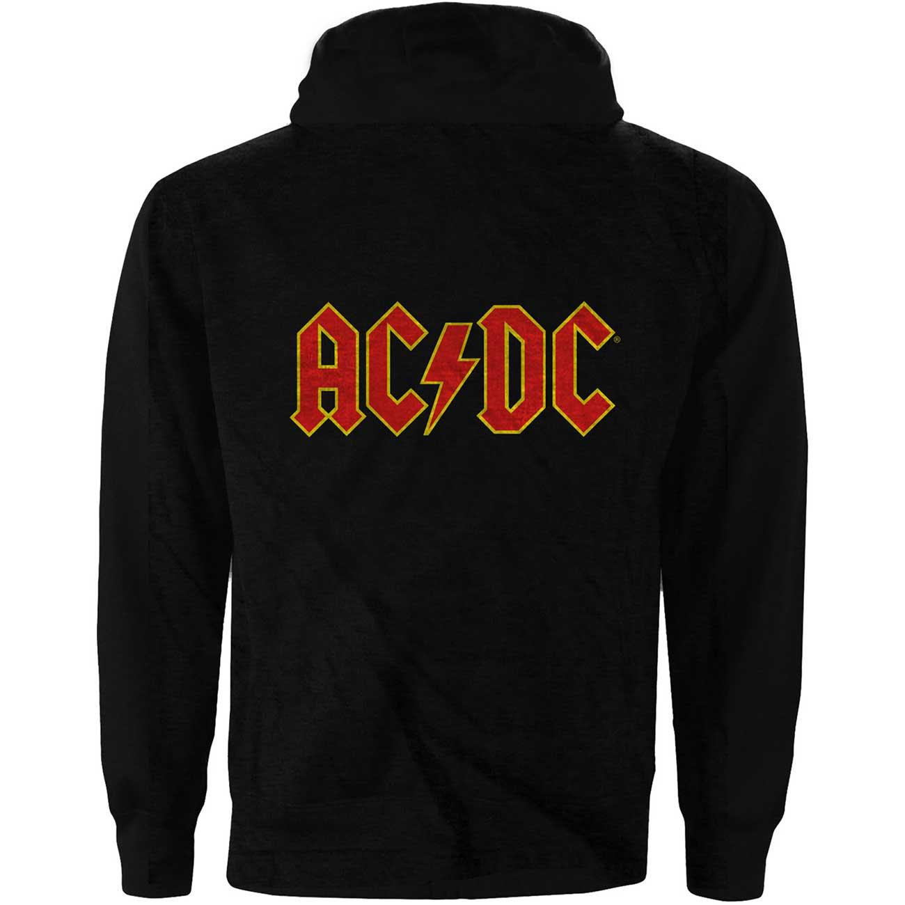 AC/DC Unisex Zipped Hoodie: Logo (Black) (Back Print)