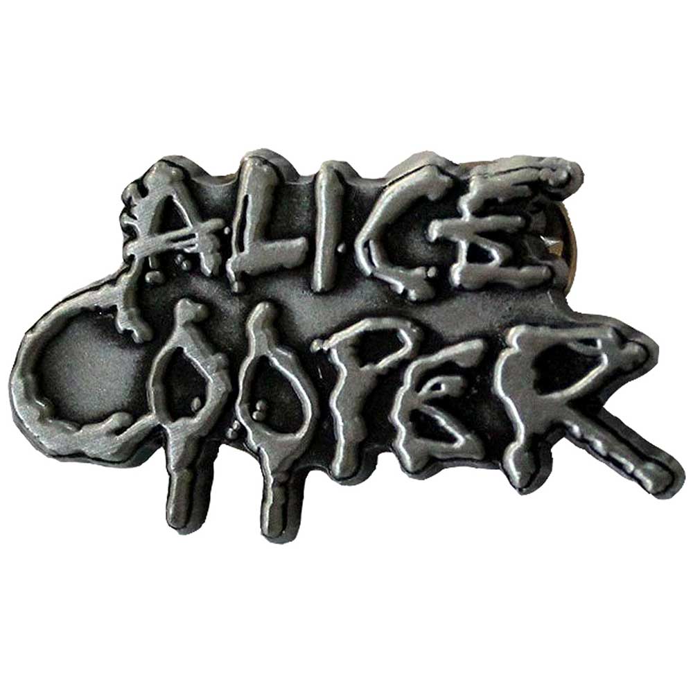 Alice Cooper Pin Badge: Dripping Logo Silver