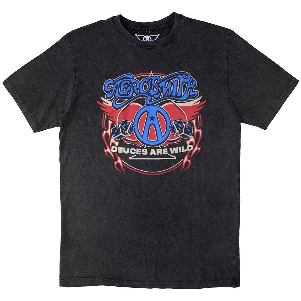 Aerosmith Unisex Stone Wash T-Shirt: Rainbow Spade (Charcoal Grey)