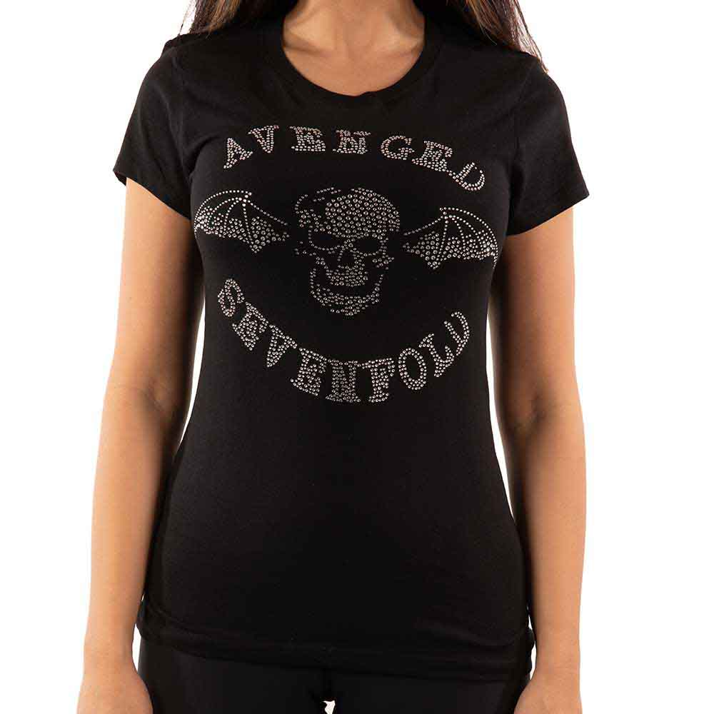 Avenged Sevenfold Ladies T-Shirt: Death Bat (Black) (Embellished)