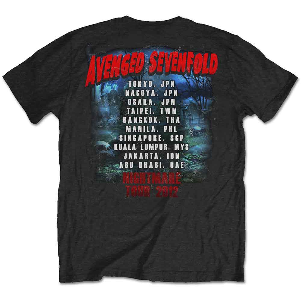 Avenged Sevenfold Unisex T-Shirt: Buried Alive Tour 2012 (Black) (Back Print)