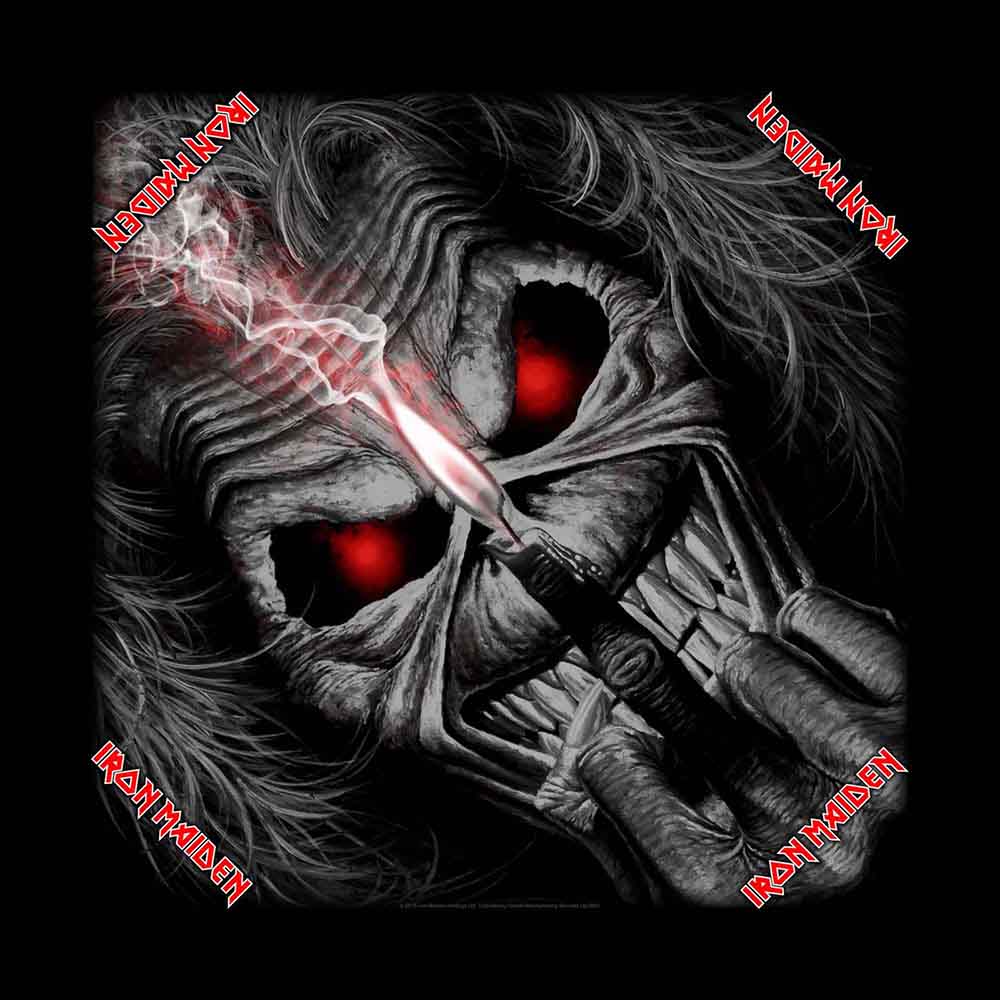 Iron Maiden Unisex Bandana: Eddie Candle Finger (Black)
