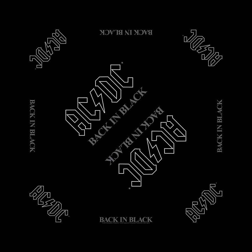 AC/DC Unisex Bandana: Back in Black (Black)