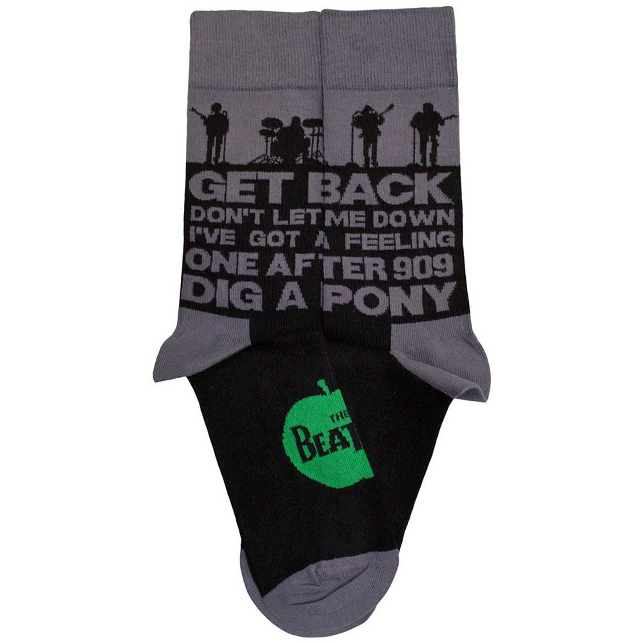 The Beatles Unisex Ankle Socks: Rooftop Silhouettes & Apple (Black) (UK Size 7 - 11)