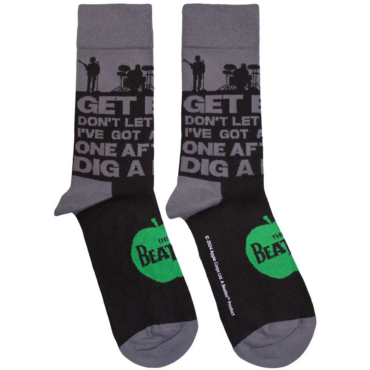 The Beatles Unisex Ankle Socks: Rooftop Silhouettes & Apple (Black) (UK Size 7 - 11)