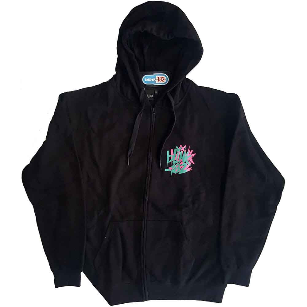 Blink-182 Unisex Zipped Hoodie: Double Six Arrow Smile (Black) (Back Print)