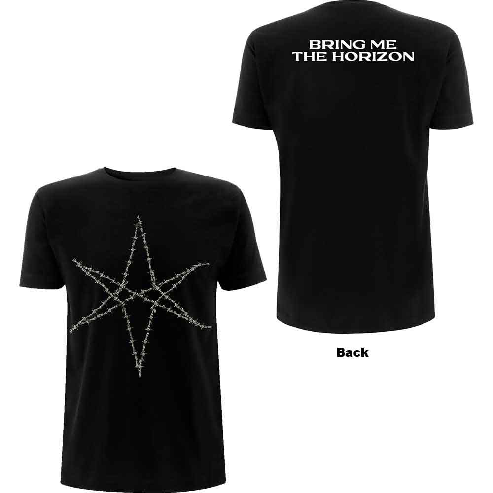 Bring Me The Horizon Unisex T-Shirt: Barbed Wire (Black) (Back Print)