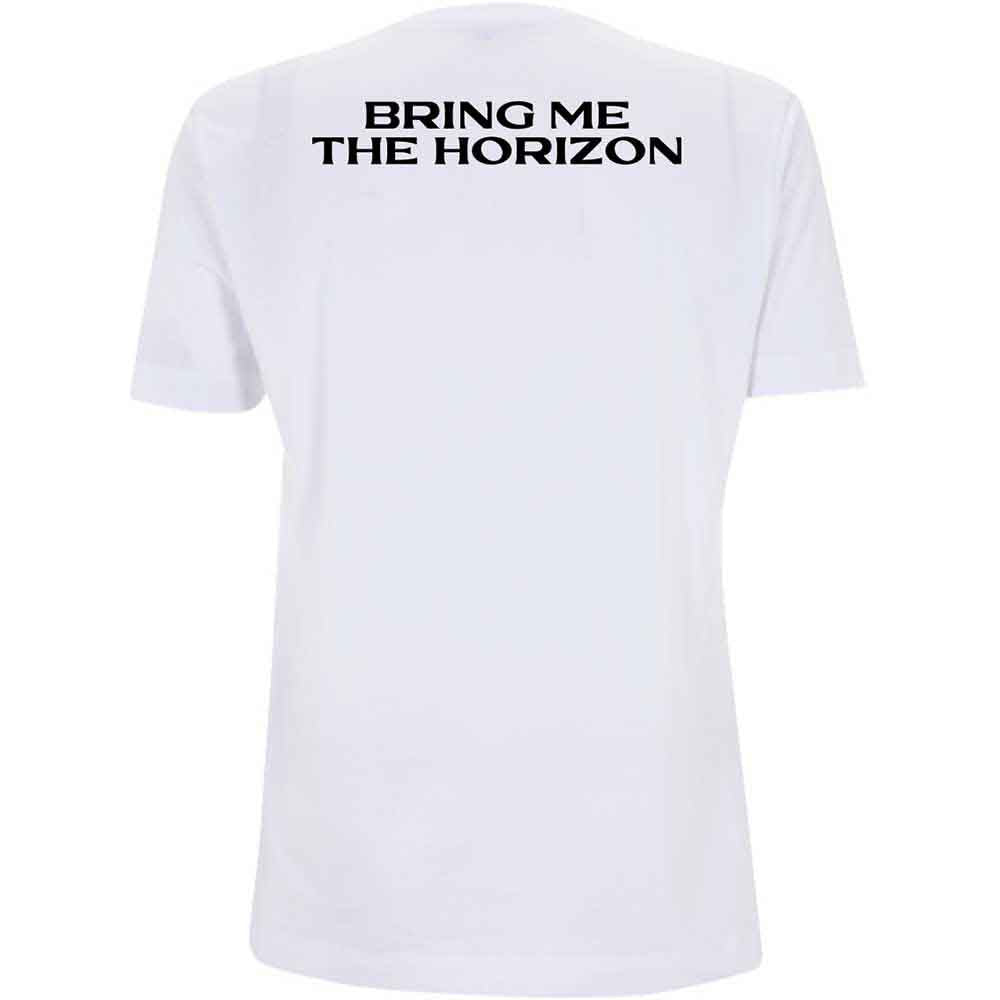 Bring Me The Horizon Unisex T-Shirt: Barbed Wire (White) (Back Print)