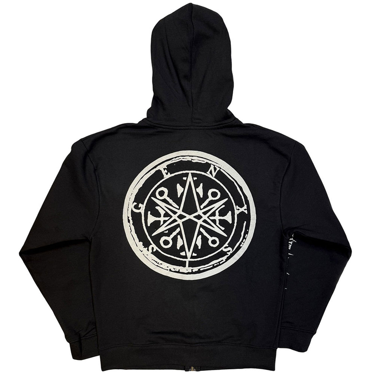 Bring Me The Horizon Unisex Zipped Hoodie: Metal Logo Genxsis (Black) (Back Print)