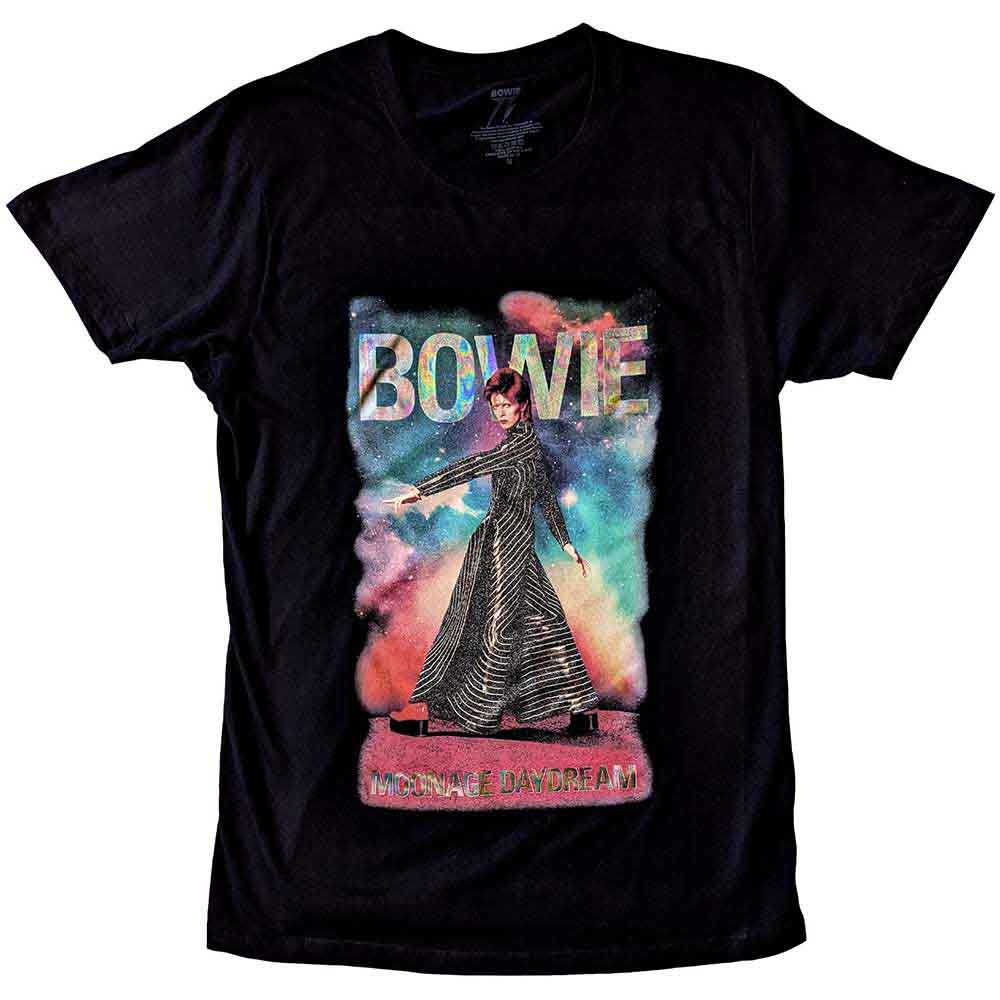 David Bowie Unisex T-Shirt: Moonage 11 Fade (Black) (Embellished/Glitter)