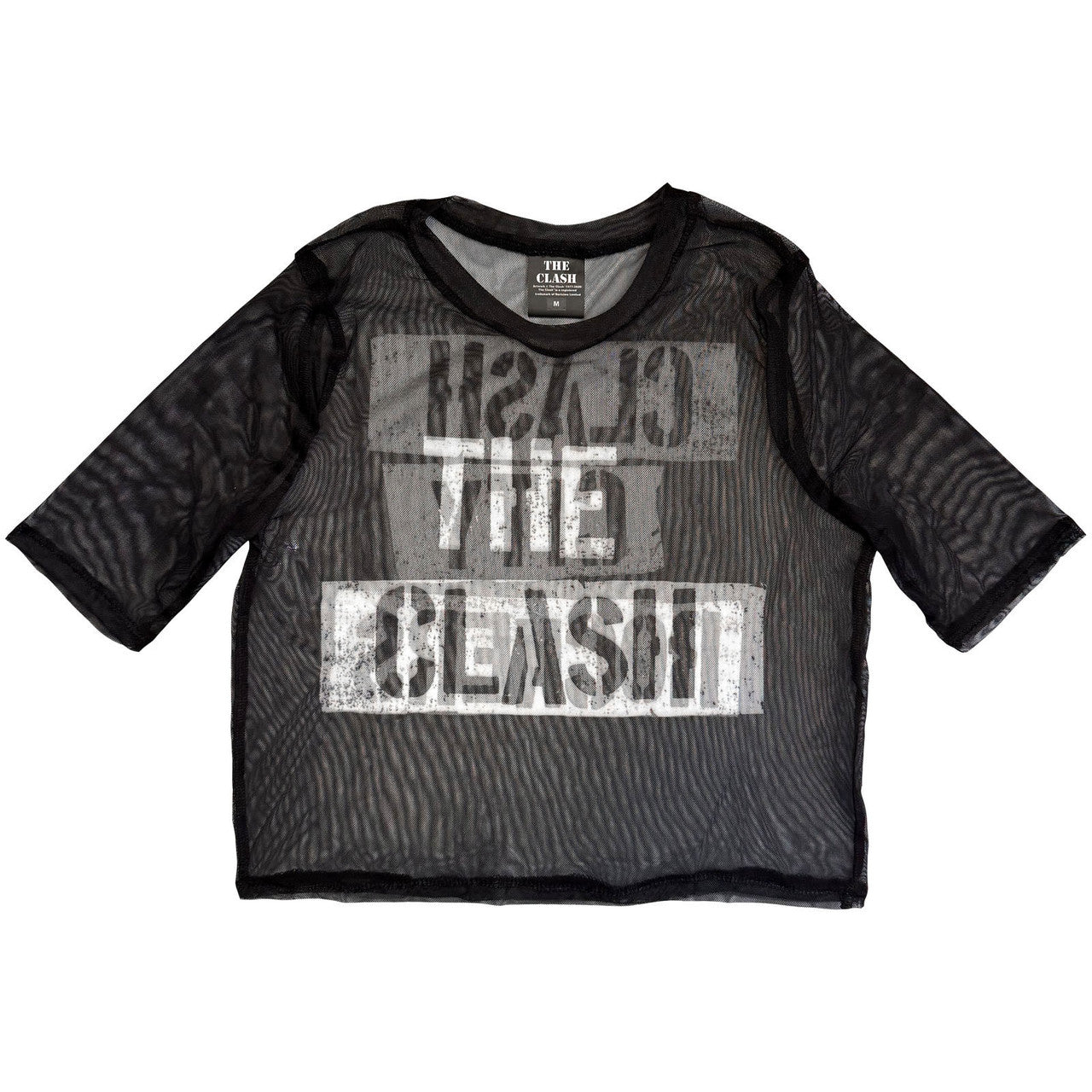 The Clash Ladies Mesh Crop Top: City Rockers (Black) (Back Print)