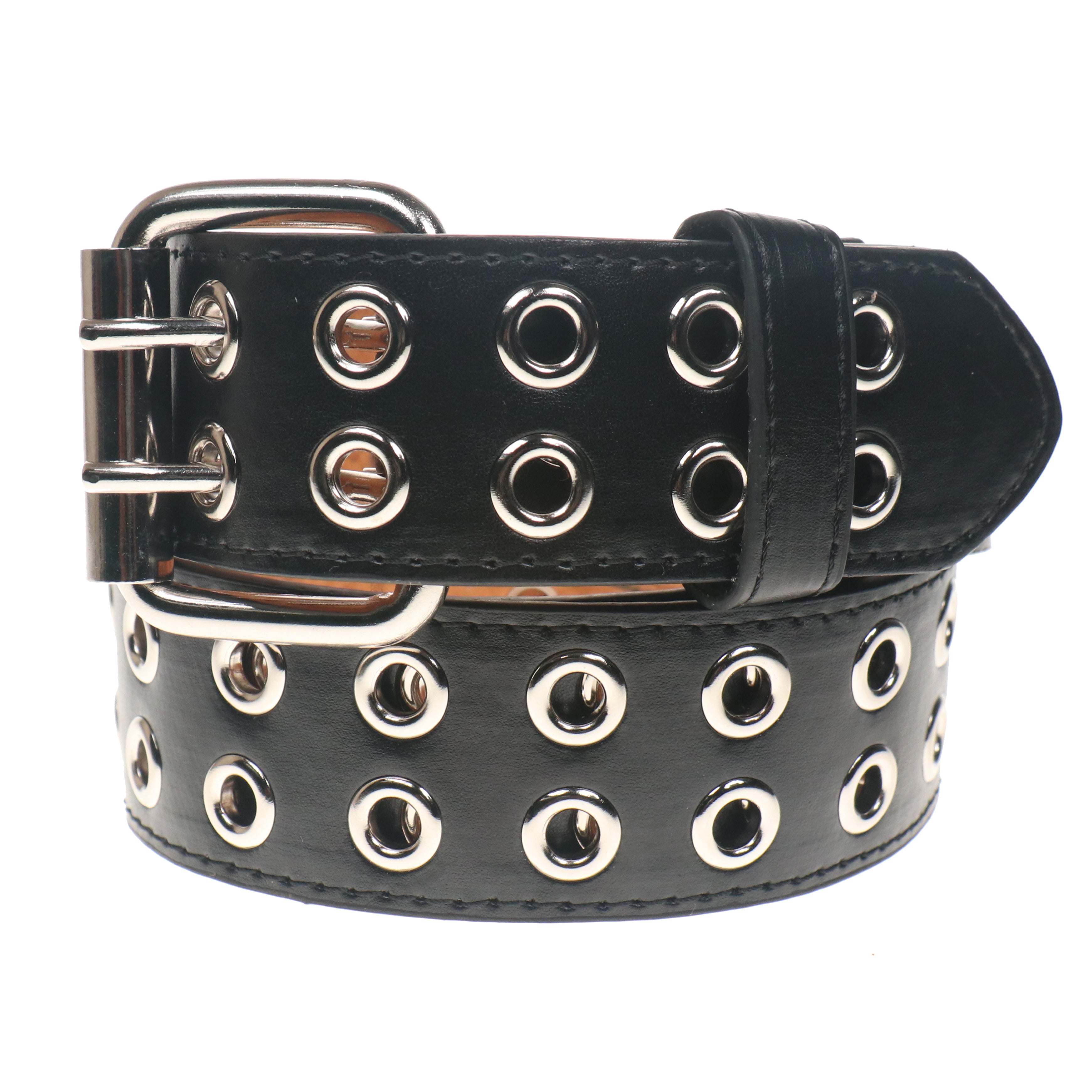 Vegan Leather Belt: 2 Row Prong Eyelet