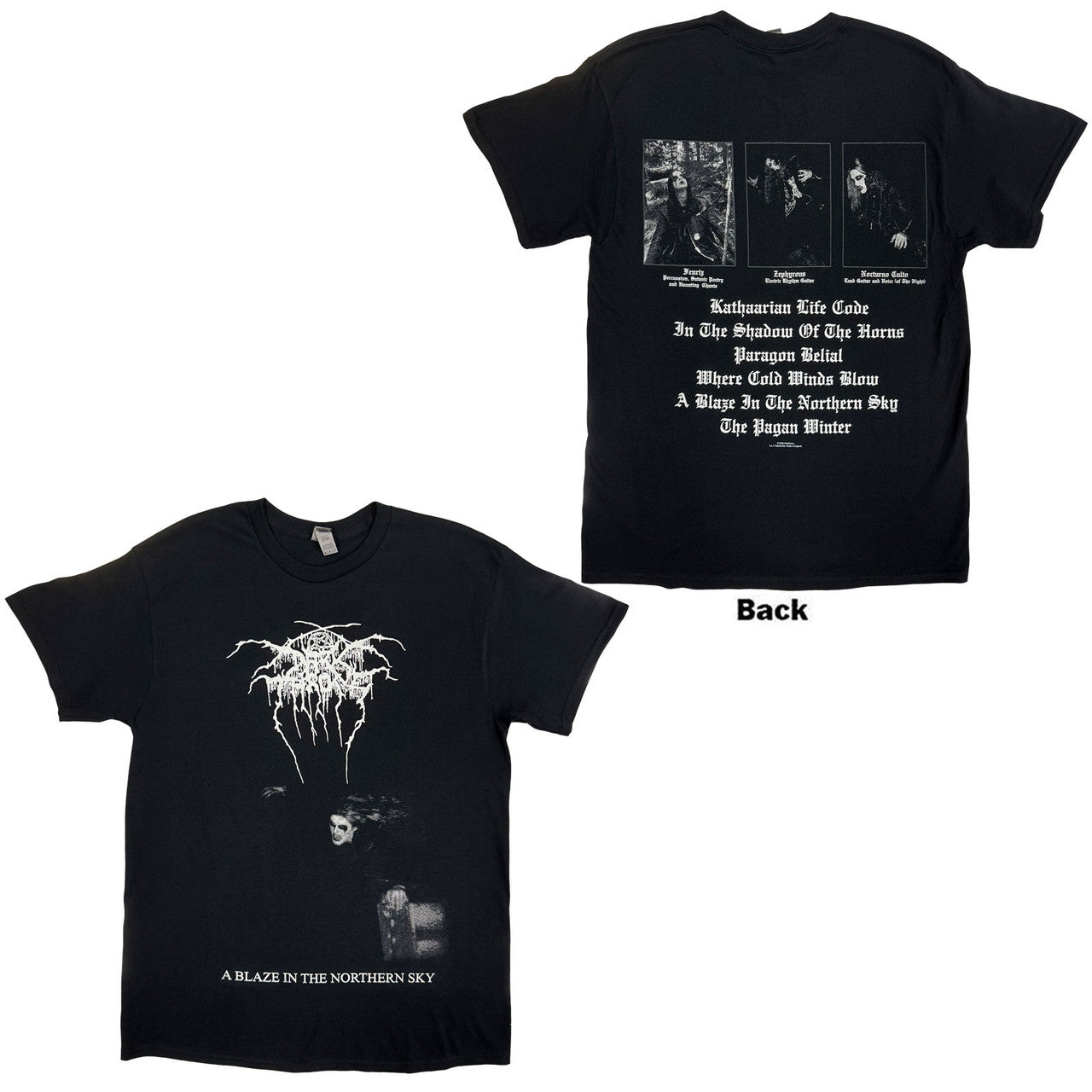 Darkthrone Unisex T-Shirt: A Blaze In The Northern Sky (Black) (Back Print)