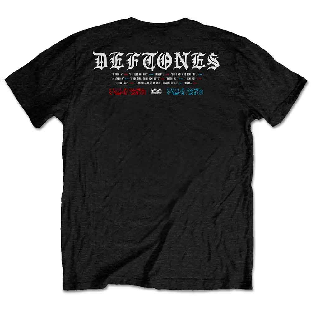 Deftones Unisex T-Shirt: Static Skull (Black) (Back Print)