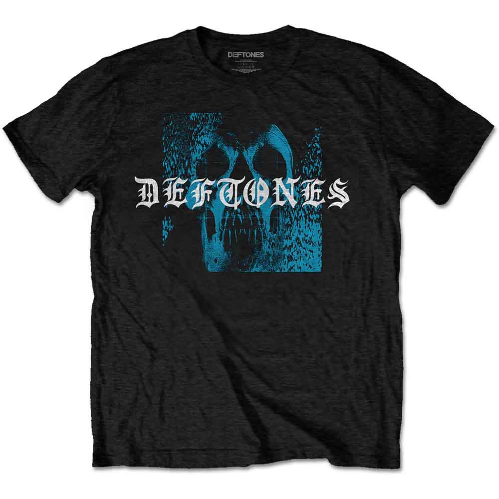 Deftones Unisex T-Shirt: Static Skull (Black) (Back Print)
