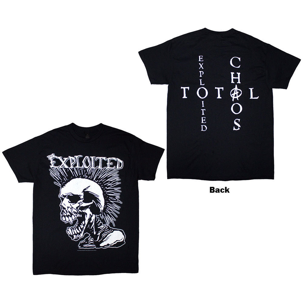 The Exploited Unisex T-Shirt: Mohican Skull (Black) (Back Print)