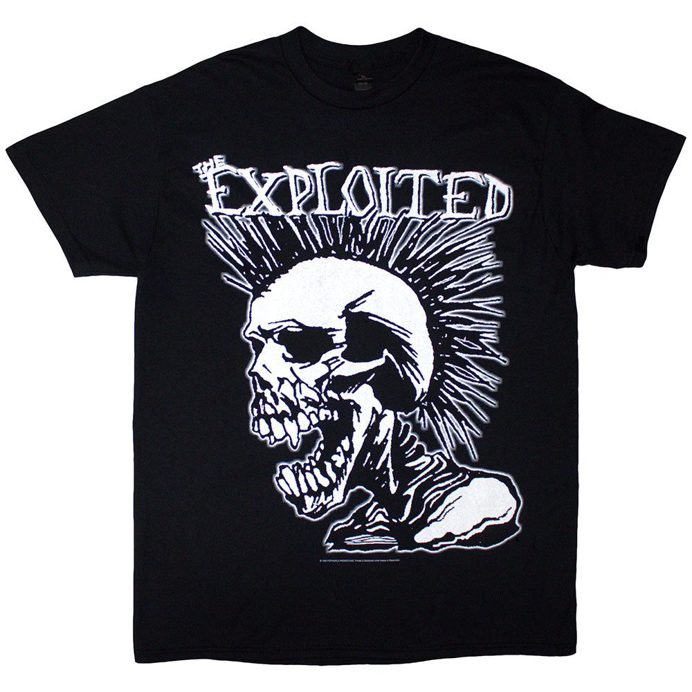 The Exploited Unisex T-Shirt: Mohican Skull (Black) (Back Print)