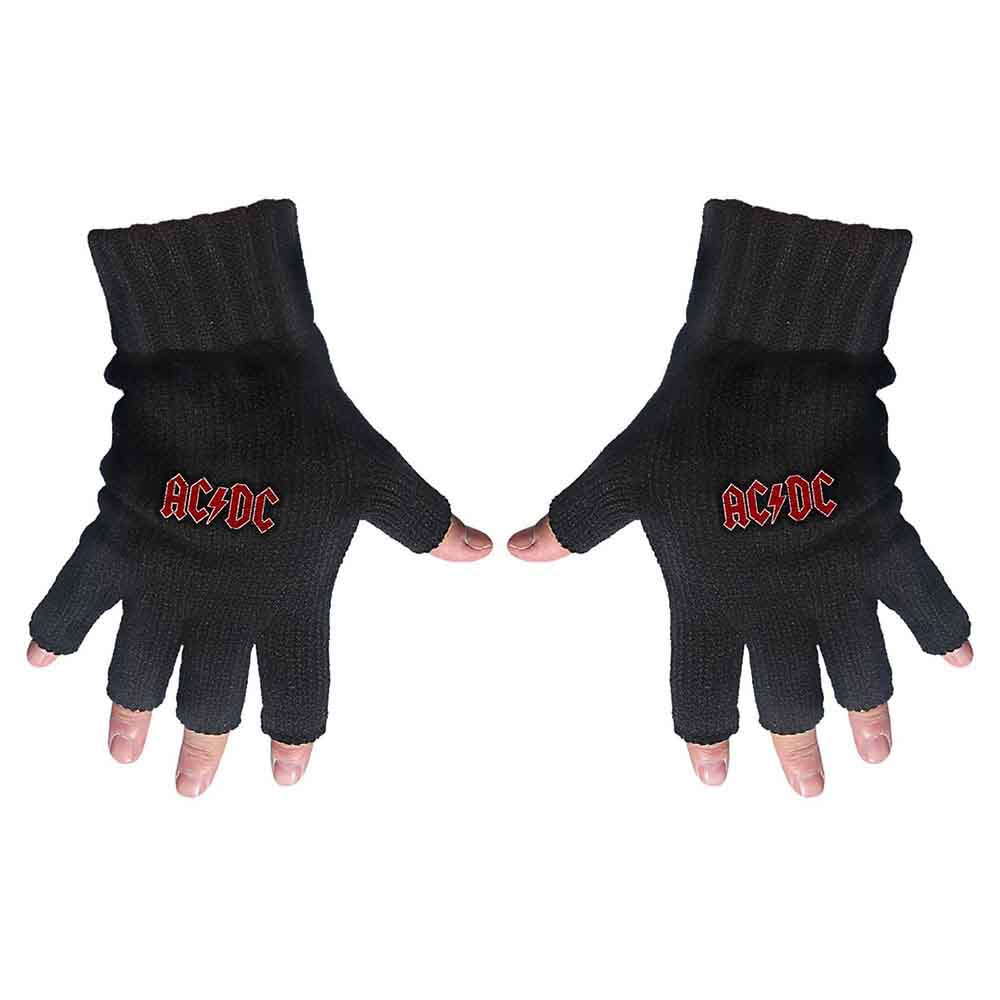 AC/DC Unisex Fingerless Gloves: Classic Red Logo (Black)