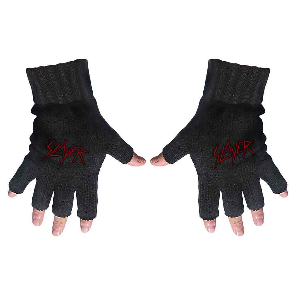 Slayer Unisex Fingerless Gloves: Scratched Logo (Black)