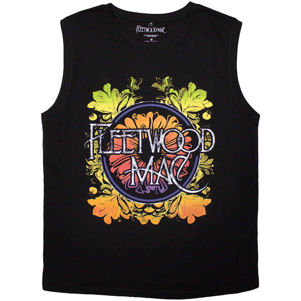 Fleetwood Mac Unisex Tank T-Shirt: Circle Floral Logo (Black)