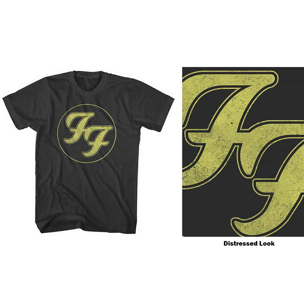 Foo Fighters Unisex T-Shirt: Distressed FF Logo (Black)