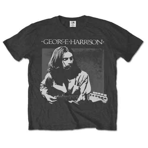 The Beatles – George Harrison Unisex T-Shirt: Live Portrait (Charcoal Grey)
