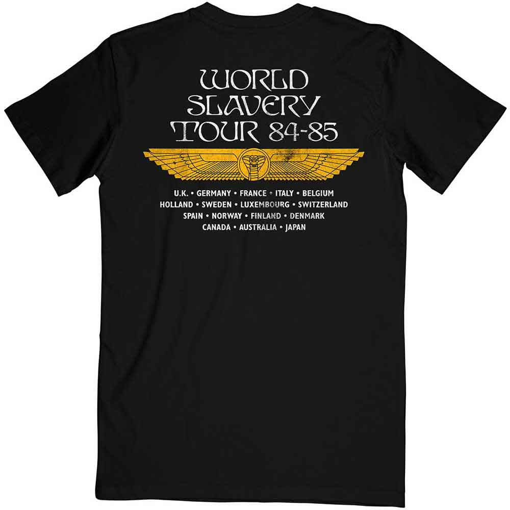 Iron Maiden Unisex T-Shirt: Powerslave World Slavery Tour (Black) (Back Print)