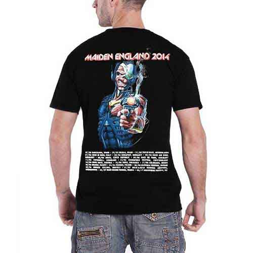 Iron Maiden Unisex T-Shirt: England 2014 Tour (Black) (Back Print)