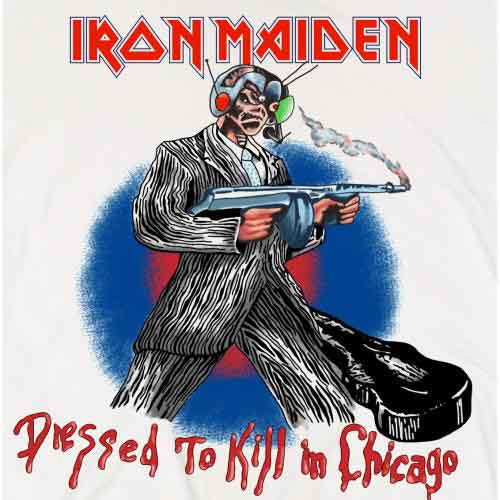 Iron Maiden Unisex T-Shirt: Chicago Mutants (White) (Back Print)
