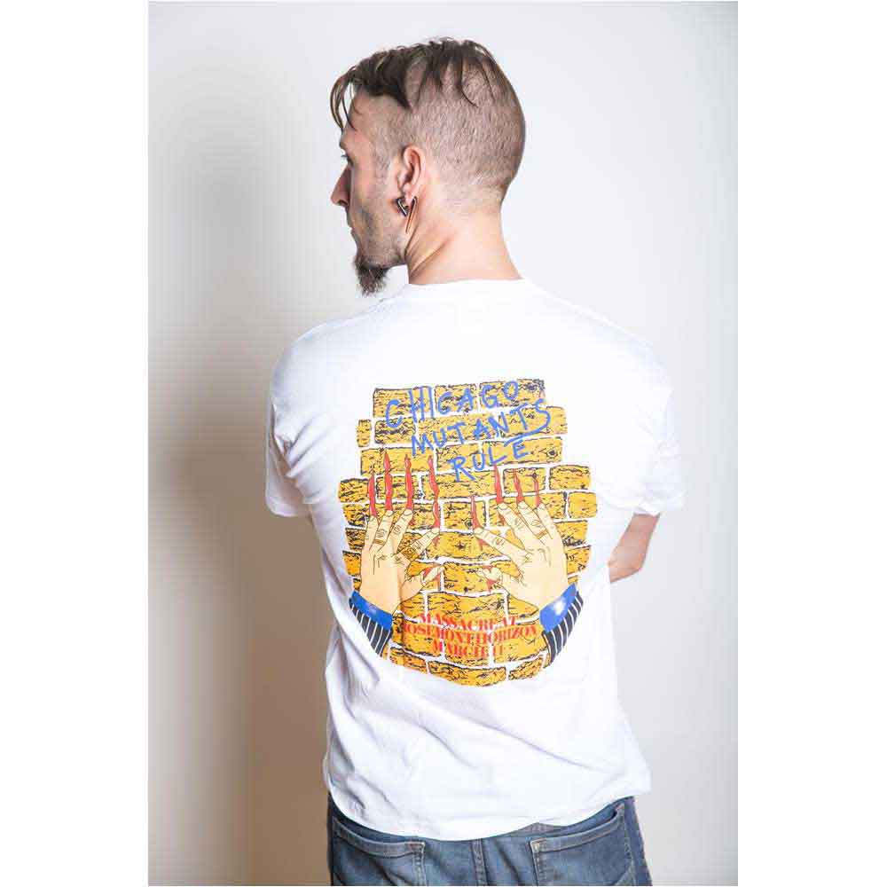 Iron Maiden Unisex T-Shirt: Chicago Mutants (White) (Back Print)