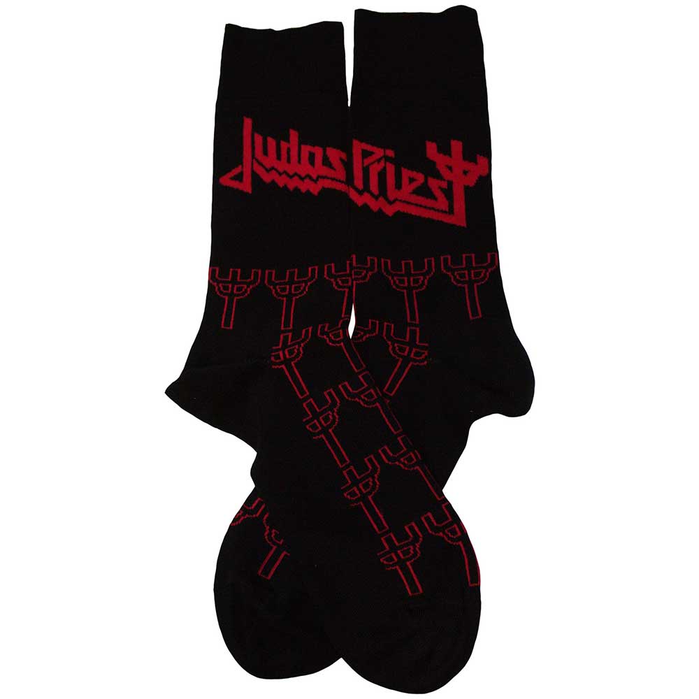 Judas Priest Unisex Ankle Socks: Trident Pattern (Black) (UK Size 7 - 11)