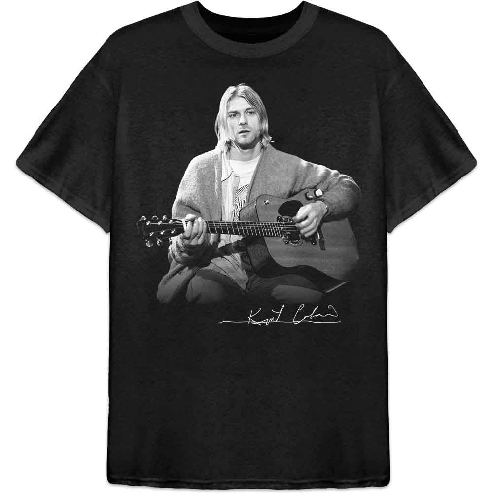 Nirvana Kurt Cobain Unisex T-Shirt: Guitar Live Photo (Black)